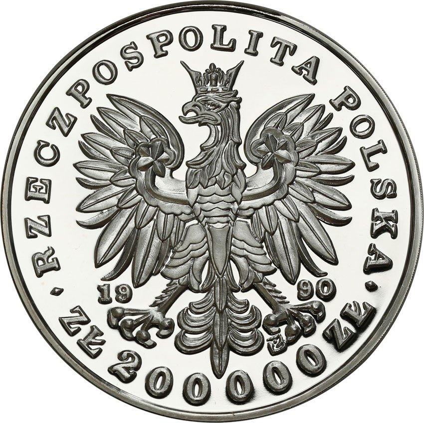 III RP. Polska 200.000 złotych 1990 J. Piłsudski Duży Tryptyk